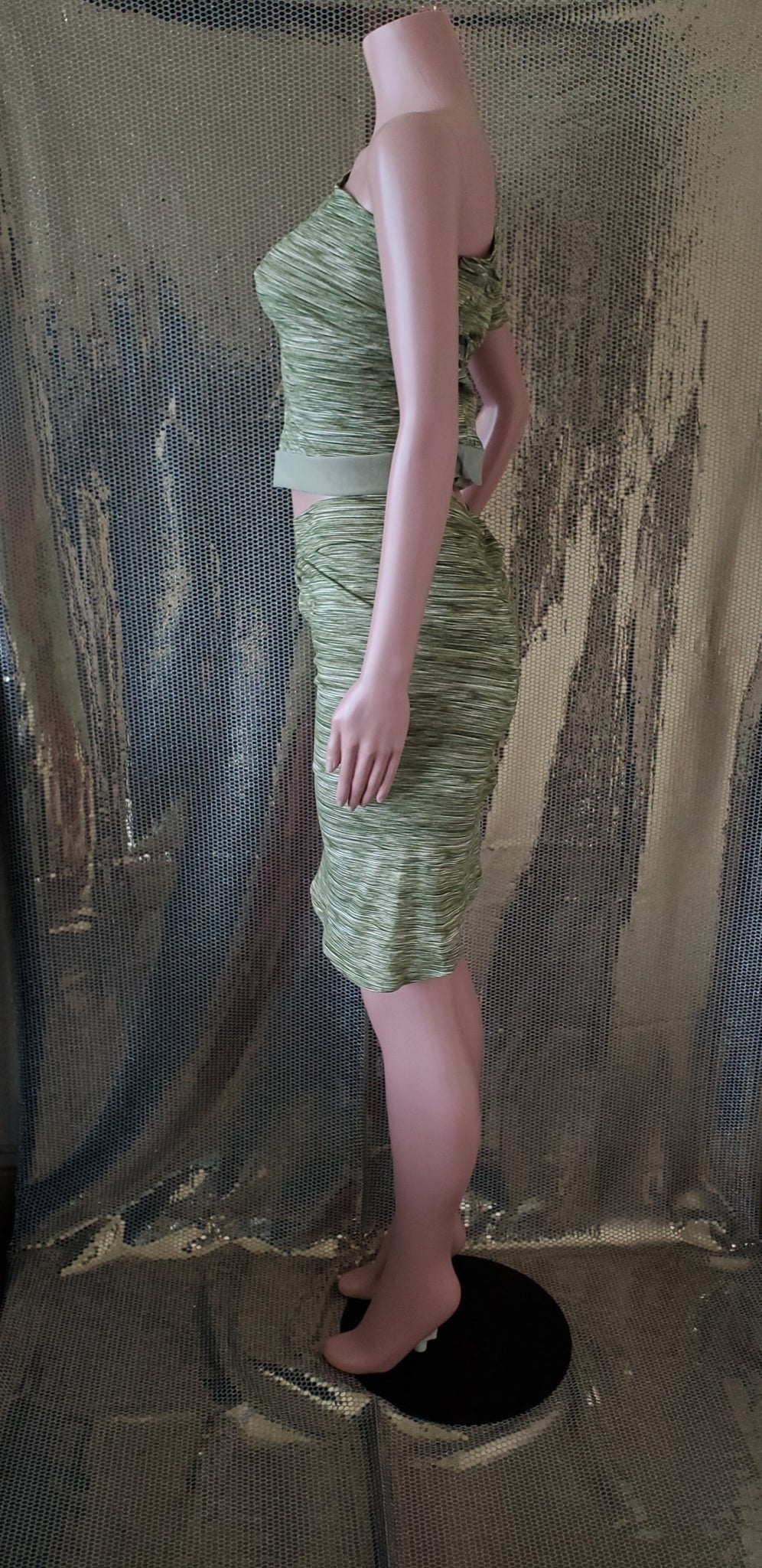One Sleeve Asymmetrical 2 Piece Skirt Set