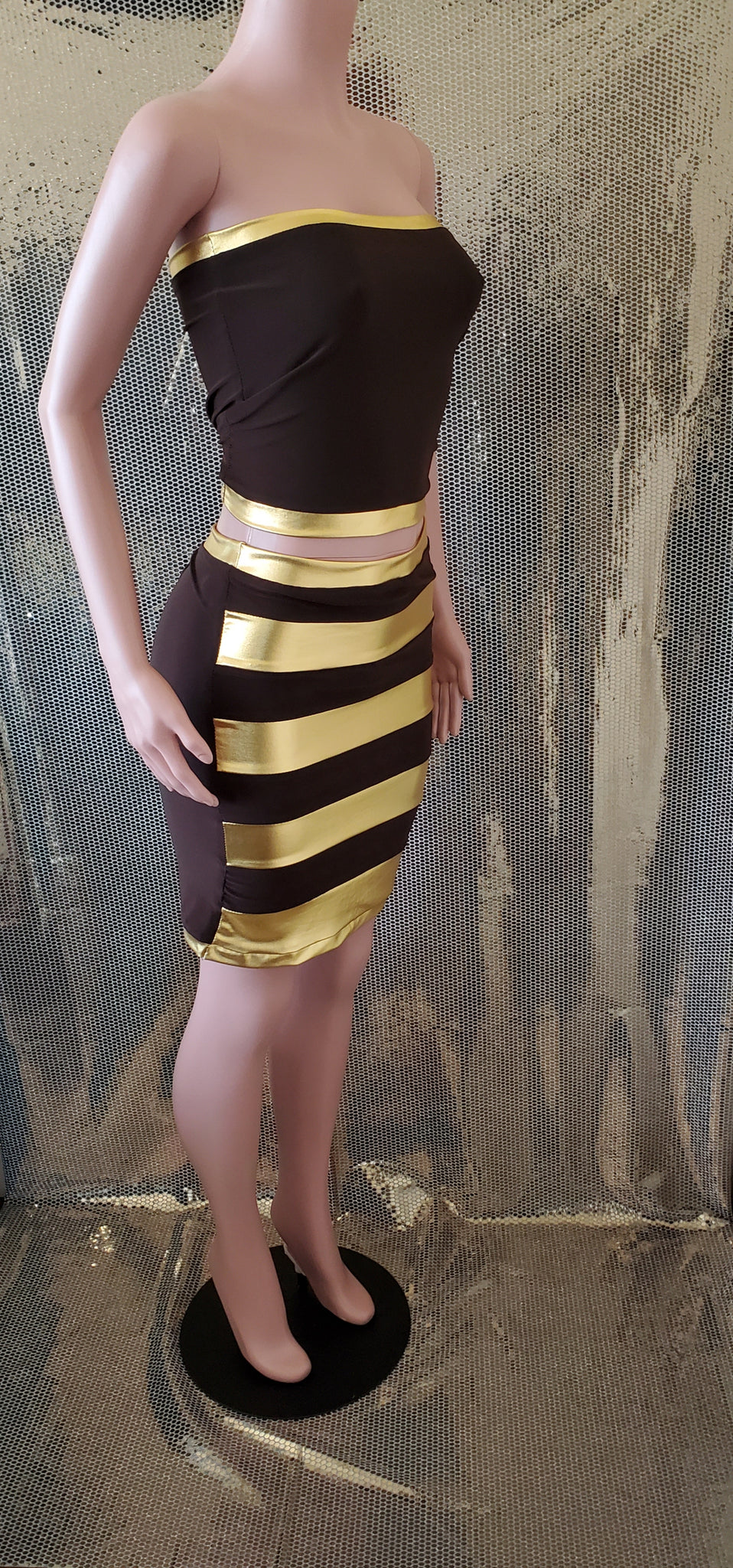 Royal Chocolate Brown and Gold Skirt Set