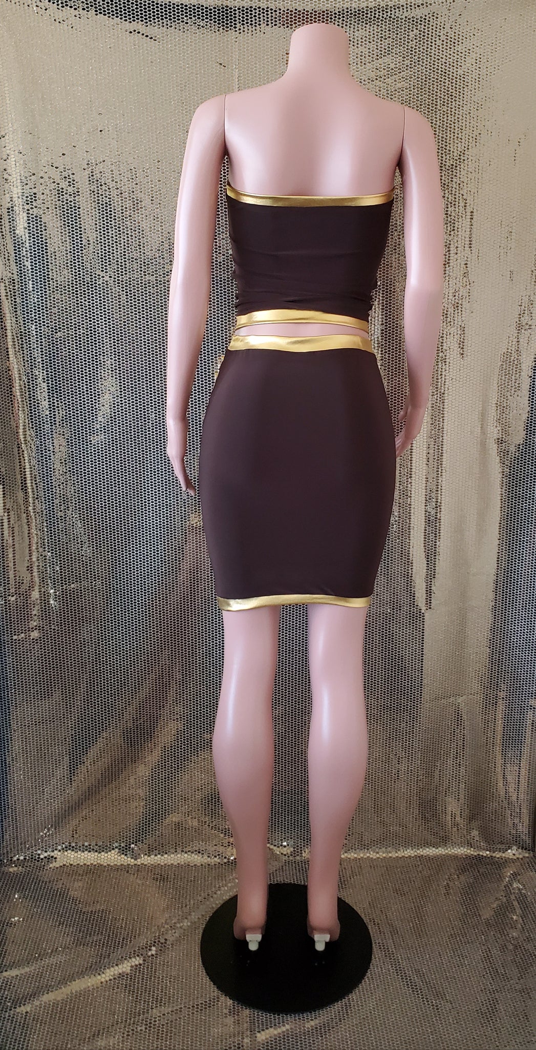 Royal Chocolate Brown and Gold Skirt Set