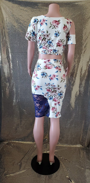 Floral Cropped Skirt Set