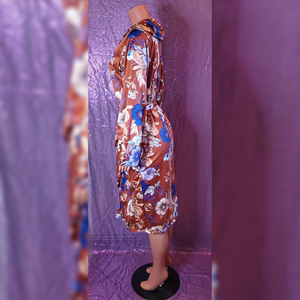 RUST/BLUE FLORAL ROBE